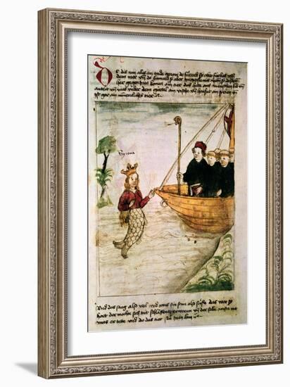 St. Brendan and a Siren, from the German Translation of 'Navigatio Sancti Brendani Abbatis', C.1476-German-Framed Giclee Print