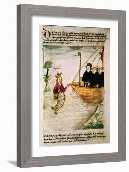 St. Brendan and a Siren, from the German Translation of 'Navigatio Sancti Brendani Abbatis', C.1476-German-Framed Giclee Print