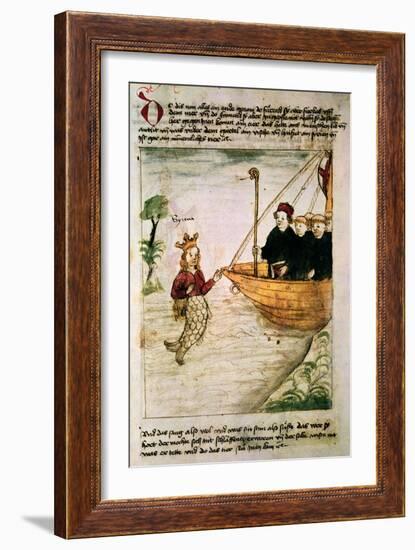 St. Brendan and a Siren, from the German Translation of 'Navigatio Sancti Brendani Abbatis', C.1476-German-Framed Giclee Print