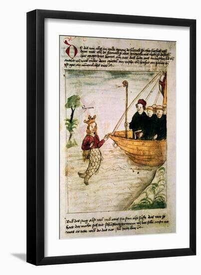 St. Brendan and a Siren, from the German Translation of 'Navigatio Sancti Brendani Abbatis', C.1476-German-Framed Giclee Print
