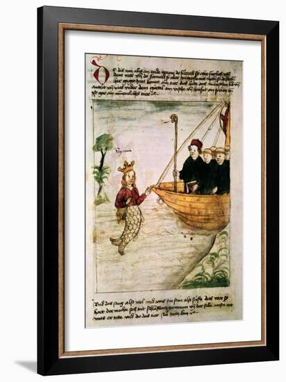 St. Brendan and a Siren, from the German Translation of 'Navigatio Sancti Brendani Abbatis', C.1476-German-Framed Giclee Print