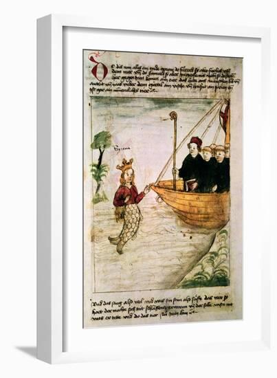 St. Brendan and a Siren, from the German Translation of 'Navigatio Sancti Brendani Abbatis', C.1476-German-Framed Giclee Print