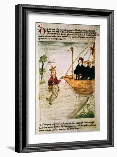 St. Brendan and a Siren, from the German Translation of 'Navigatio Sancti Brendani Abbatis', C.1476-German-Framed Giclee Print