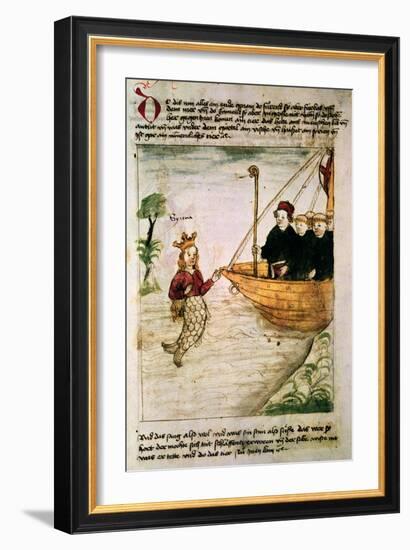 St. Brendan and a Siren, from the German Translation of 'Navigatio Sancti Brendani Abbatis', C.1476-German-Framed Giclee Print