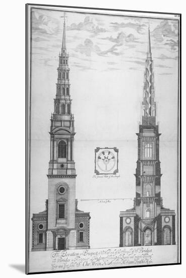 St Bride's Church, Fleet Street, City of London, 1700-William Emmett-Mounted Giclee Print