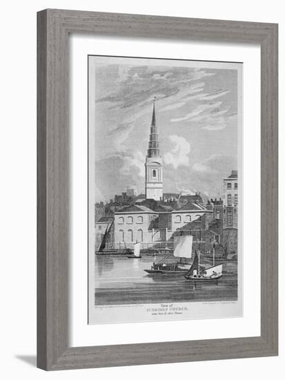 St Bride's Church, Fleet Street, City of London, 1815-Matthews-Framed Giclee Print