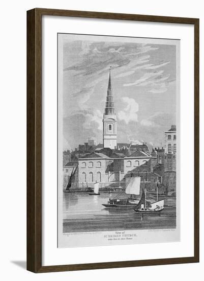 St Bride's Church, Fleet Street, City of London, 1815-Matthews-Framed Giclee Print