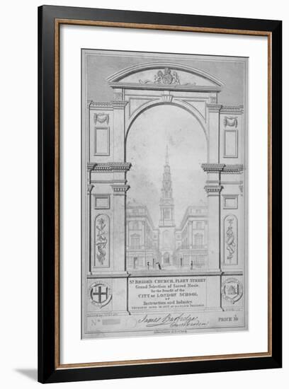 St Bride's Church, Fleet Street, City of London, 1827-W Wallis-Framed Giclee Print