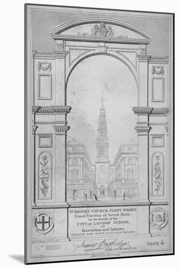 St Bride's Church, Fleet Street, City of London, 1827-W Wallis-Mounted Giclee Print