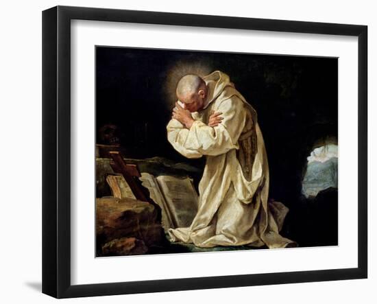 St. Bruno (1030-1101) Praying in the Desert, 1763-Jean Bernard Restout-Framed Giclee Print