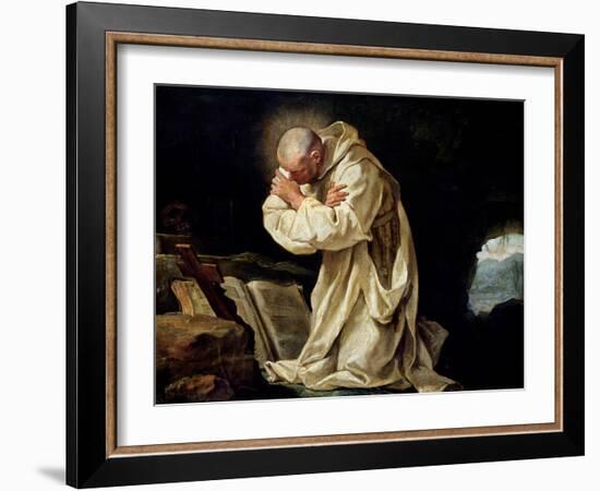 St. Bruno (1030-1101) Praying in the Desert, 1763-Jean Bernard Restout-Framed Giclee Print