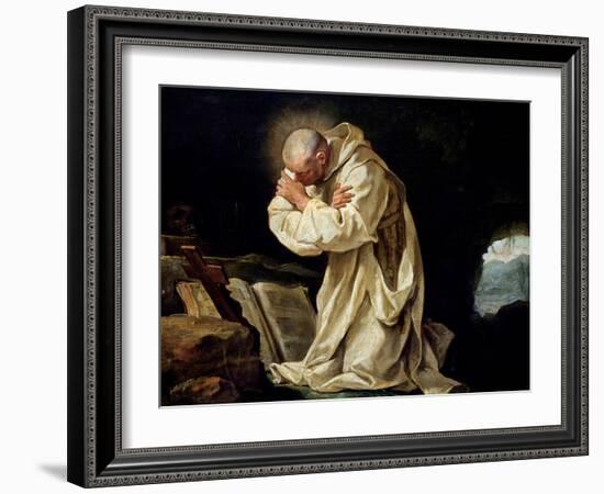 St. Bruno (1030-1101) Praying in the Desert, 1763-Jean Bernard Restout-Framed Giclee Print