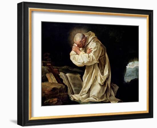 St. Bruno (1030-1101) Praying in the Desert, 1763-Jean Bernard Restout-Framed Giclee Print