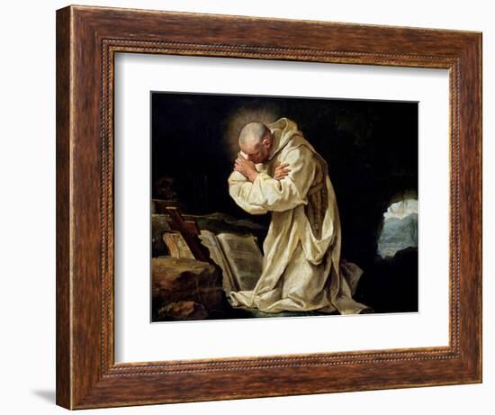 St. Bruno (1030-1101) Praying in the Desert, 1763-Jean Bernard Restout-Framed Giclee Print