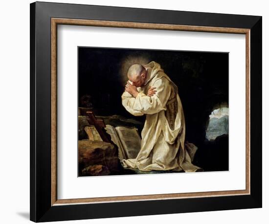 St. Bruno (1030-1101) Praying in the Desert, 1763-Jean Bernard Restout-Framed Giclee Print