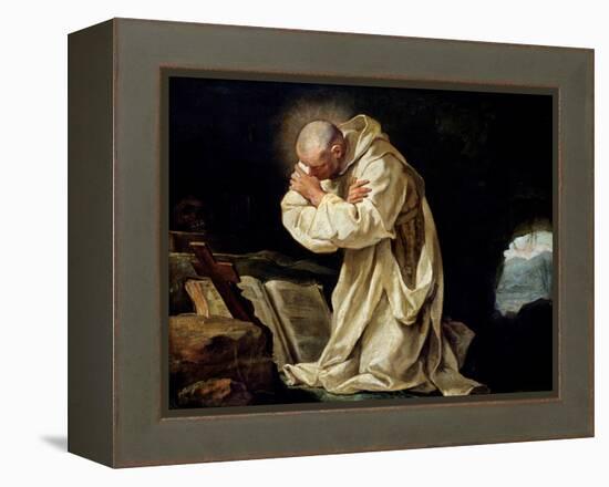 St. Bruno (1030-1101) Praying in the Desert, 1763-Jean Bernard Restout-Framed Premier Image Canvas