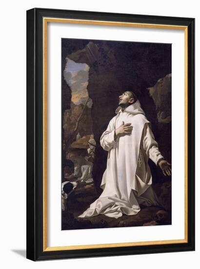 St Bruno Praying in Desert, by Nicolas Mignard-null-Framed Giclee Print