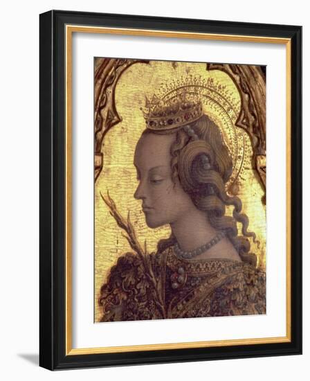 St. Catherine of Alexandria, Detail from the San Martino Polyptych-Carlo Crivelli-Framed Giclee Print