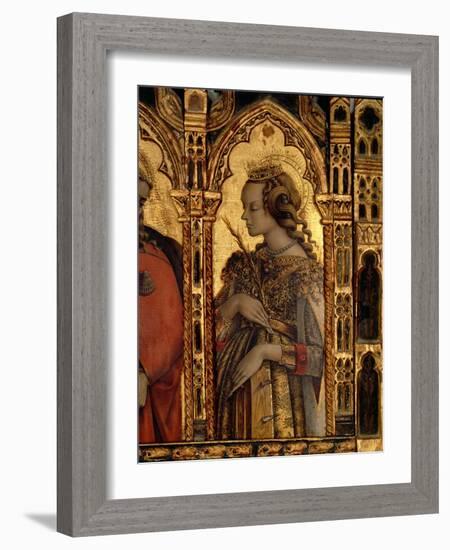 St. Catherine of Alexandria, Detail from the San Martino Polyptych-Carlo Crivelli-Framed Giclee Print