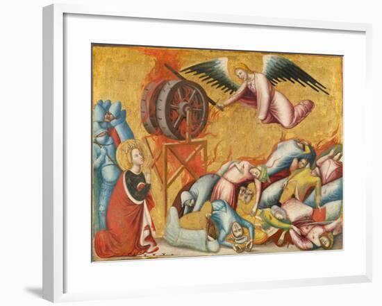 St. Catherine of Alexandria Freed from the Wheel, c.1325-1330-Pseudo Jacopino di Francesco-Framed Giclee Print