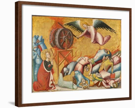 St. Catherine of Alexandria Freed from the Wheel, c.1325-1330-Pseudo Jacopino di Francesco-Framed Giclee Print