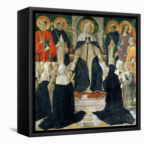 St. Catherine of Siena as the Spiritual Mother of the 2nd and 3rd Orders of St. Dominic-Cosimo Rosselli-Framed Premier Image Canvas