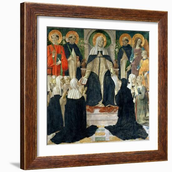 St. Catherine of Siena as the Spiritual Mother of the 2nd and 3rd Orders of St. Dominic-Cosimo Rosselli-Framed Giclee Print