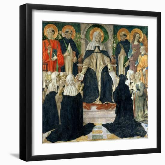 St. Catherine of Siena as the Spiritual Mother of the 2nd and 3rd Orders of St. Dominic-Cosimo Rosselli-Framed Giclee Print