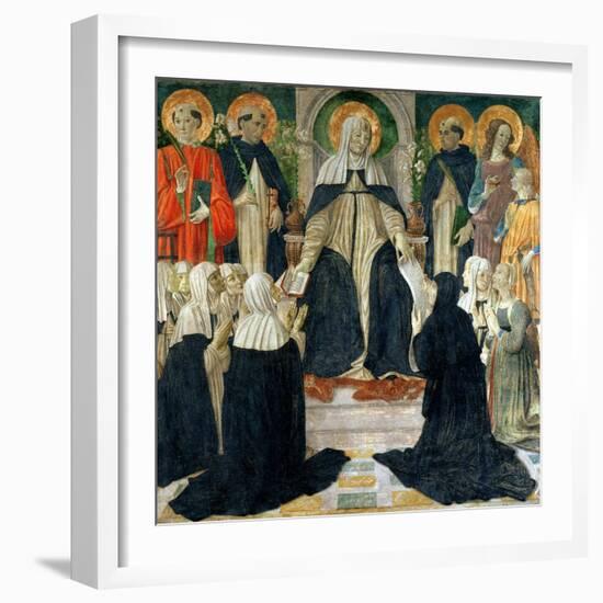 St. Catherine of Siena as the Spiritual Mother of the 2nd and 3rd Orders of St. Dominic-Cosimo Rosselli-Framed Giclee Print