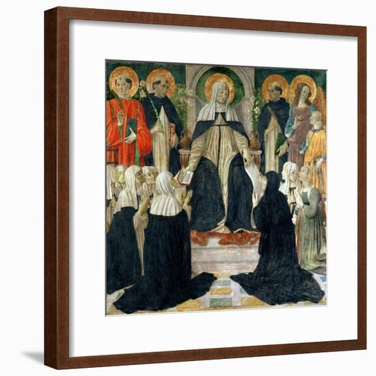 St. Catherine of Siena as the Spiritual Mother of the 2nd and 3rd Orders of St. Dominic-Cosimo Rosselli-Framed Giclee Print