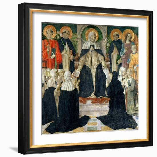 St. Catherine of Siena as the Spiritual Mother of the 2nd and 3rd Orders of St. Dominic-Cosimo Rosselli-Framed Giclee Print