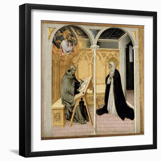 St. Catherine of Siena Dictating Her Dialogues, C.1447-61 (Tempera on Panel)-Giovanni di Paolo di Grazia-Framed Giclee Print