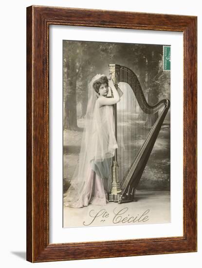 St. Cecile Posing with Harp-null-Framed Art Print