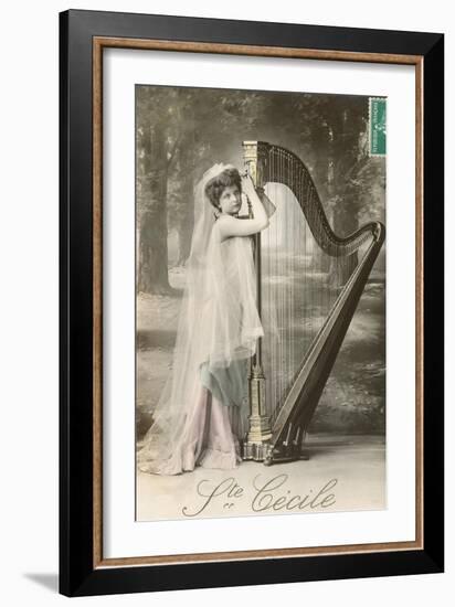 St. Cecile Posing with Harp-null-Framed Art Print