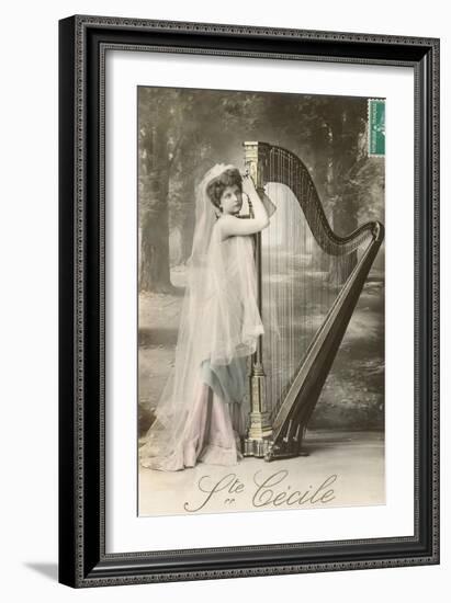 St. Cecile Posing with Harp-null-Framed Art Print