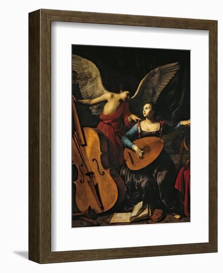 St. Cecilia and the Angel-Carlo Saraceni-Framed Art Print