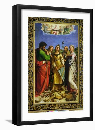 St. Cecilia Surrounded by St. Paul, St. John the Evangelist, St. Augustine and Mary Magdalene-Raphael-Framed Giclee Print