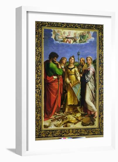 St. Cecilia Surrounded by St. Paul, St. John the Evangelist, St. Augustine and Mary Magdalene-Raphael-Framed Giclee Print