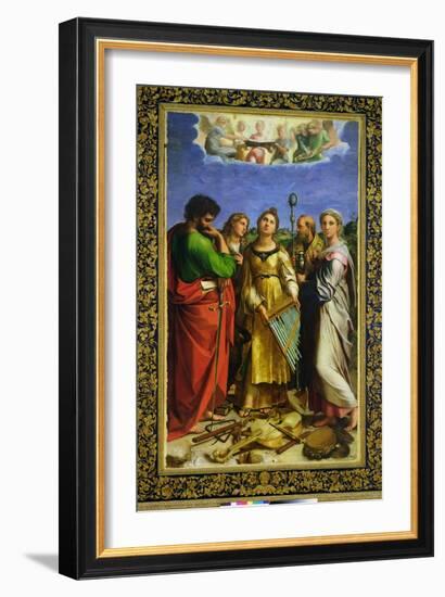 St. Cecilia Surrounded by St. Paul, St. John the Evangelist, St. Augustine and Mary Magdalene-Raphael-Framed Giclee Print