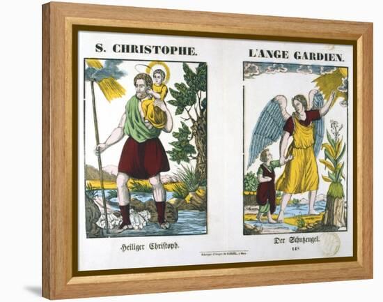 St Christopher and a Guardian Angel, 19th Century-null-Framed Premier Image Canvas