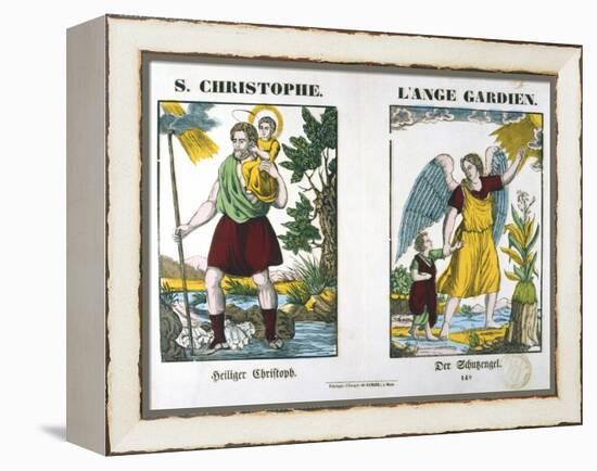 St Christopher and a Guardian Angel, 19th Century-null-Framed Premier Image Canvas