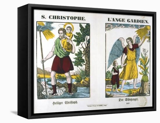 St Christopher and a Guardian Angel, 19th Century-null-Framed Premier Image Canvas