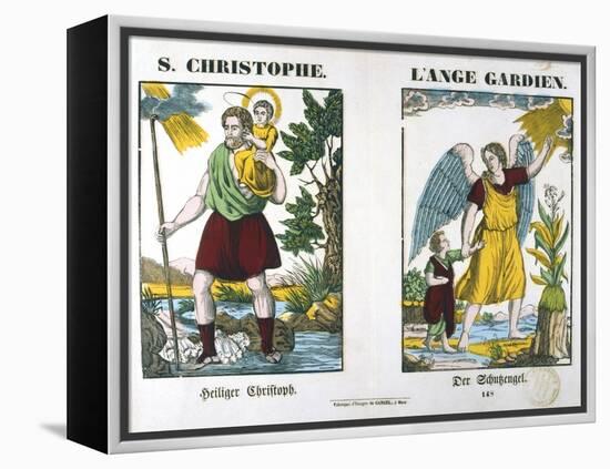 St Christopher and a Guardian Angel, 19th Century-null-Framed Premier Image Canvas