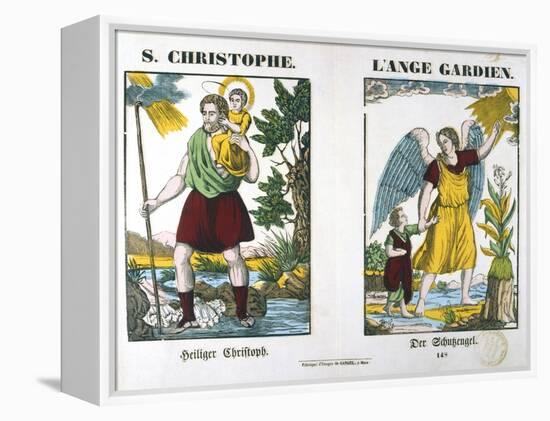 St Christopher and a Guardian Angel, 19th Century-null-Framed Premier Image Canvas