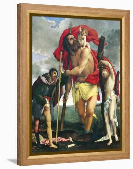 St Christopher Between Saints Rocco and Sebastian, 1532-1535-Lorenzo Lotto-Framed Premier Image Canvas