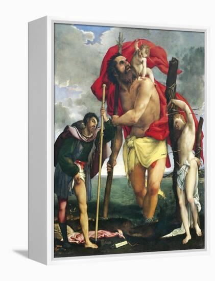 St Christopher Between Saints Rocco and Sebastian, 1532-1535-Lorenzo Lotto-Framed Premier Image Canvas