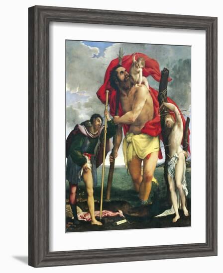 St Christopher Between Saints Rocco and Sebastian, 1532-1535-Lorenzo Lotto-Framed Giclee Print