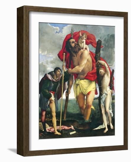 St Christopher Between Saints Rocco and Sebastian, 1532-1535-Lorenzo Lotto-Framed Giclee Print