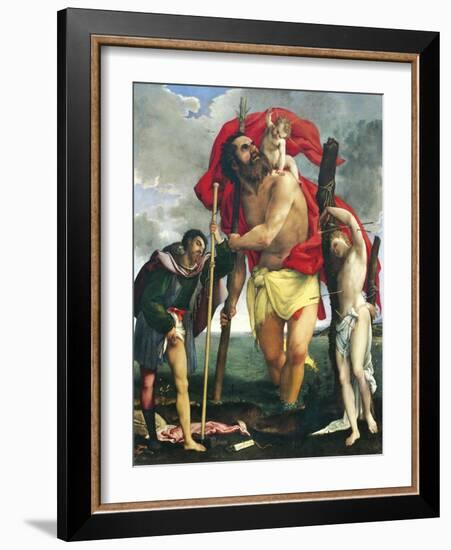 St Christopher Between Saints Rocco and Sebastian, 1532-1535-Lorenzo Lotto-Framed Giclee Print