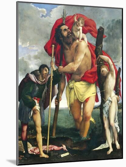St Christopher Between Saints Rocco and Sebastian, 1532-1535-Lorenzo Lotto-Mounted Giclee Print